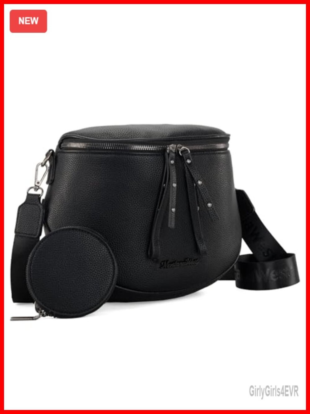 Large Vegan Leather Crossbody Bag Fanny Pack with Coin Purse